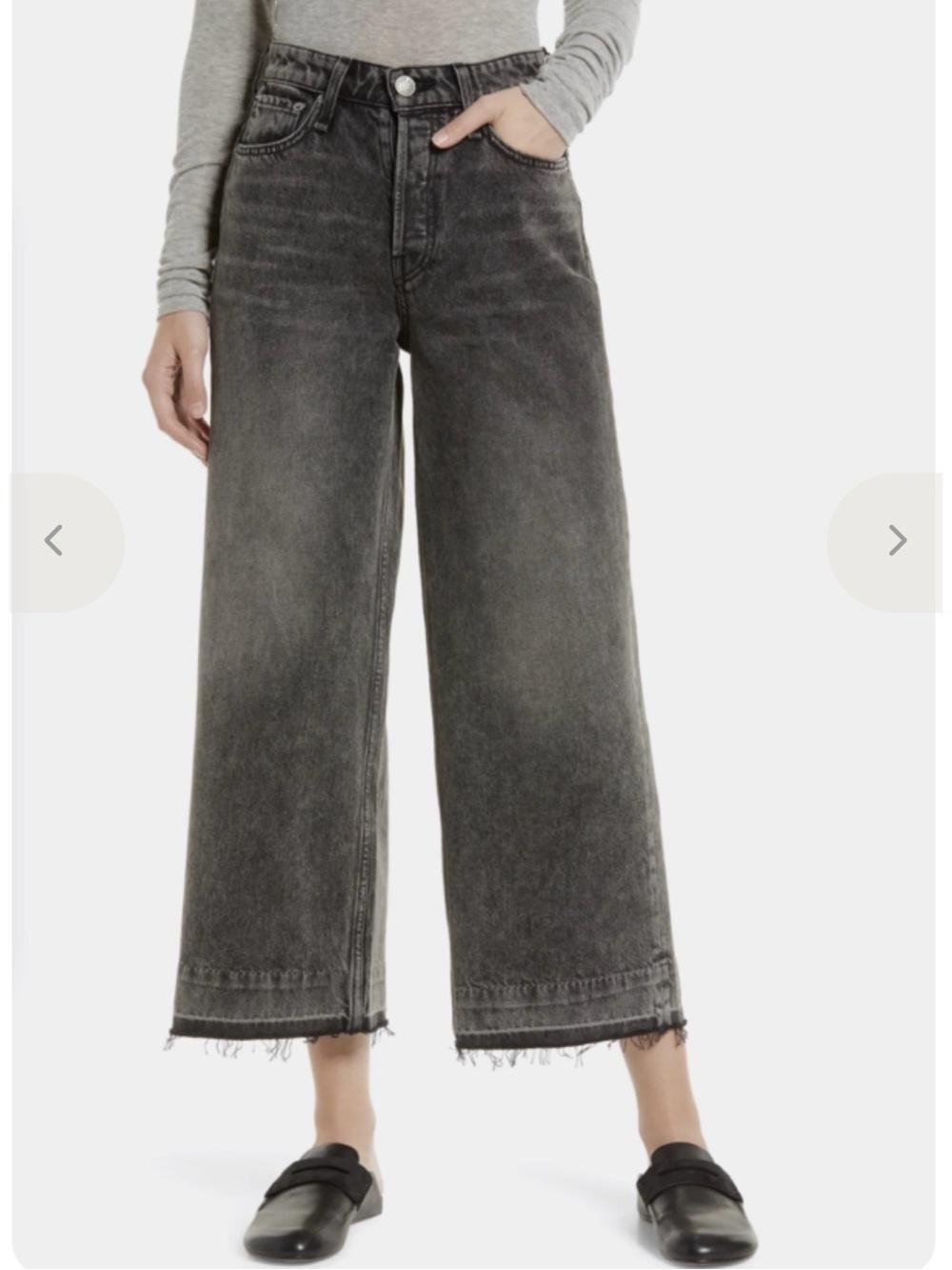 RAG & BONE MAYA HIGH RISE ANKLE WIDE LEG JEANS - BLACK OPAL  25